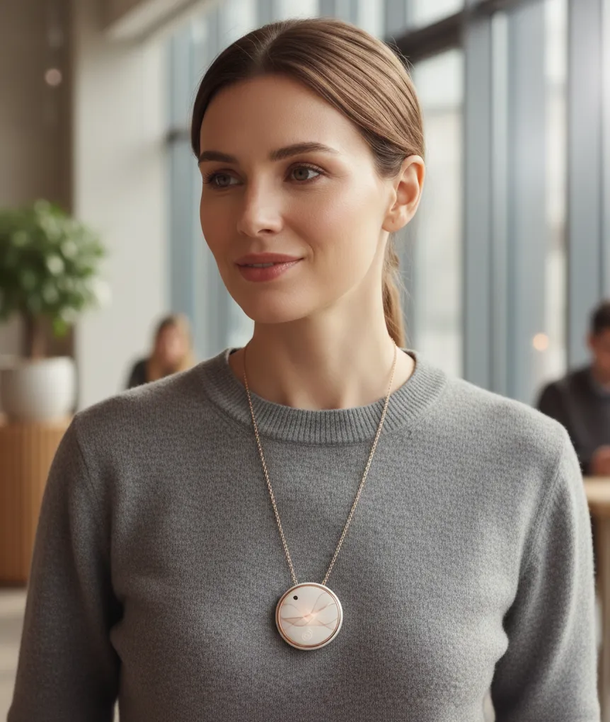 Woman wearing Companion wearable AI assistant